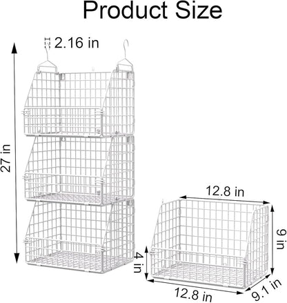 Hanging Closet Organizer and Storage, Clothes Hanging Shelves Wire Baskets - Image 6