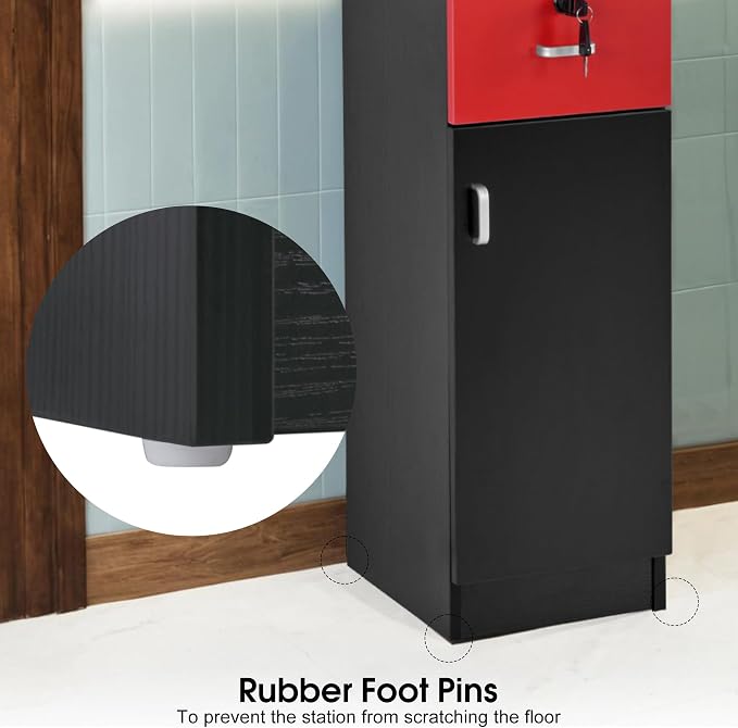 BarberPub Locking Wall Mount Hair Styling Barber Station Drawer Storage Beauty - Image 7