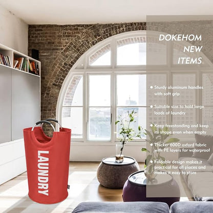 DOKEHOM 90L Large Laundry Basket, Collapsible Laundry Bag, Freestanding Tall - Image 2