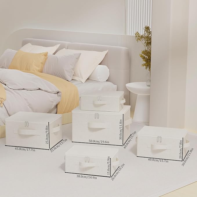 Underbed Storage Box with Lid, Foldable Clothes Organizers, Fabric Bins - Image 4
