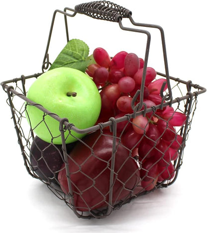 CVHOMEDECO. Square Chicken Wire Egg Basket Fruit Basket - Image 3