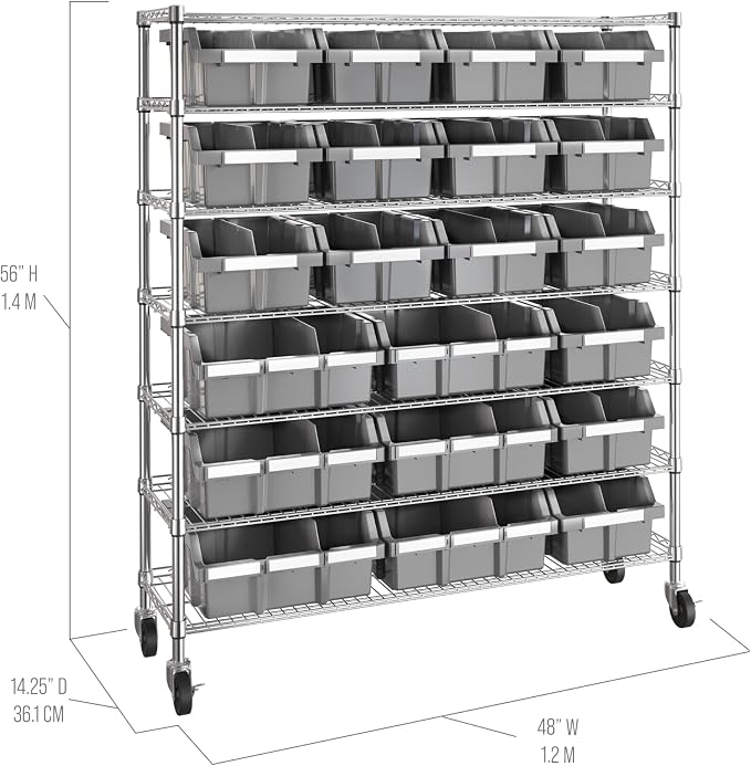 Seville Classics Heavy Duty NSF Bin Rack Solid Steel Wire Shelving Storage Unit - Image 6