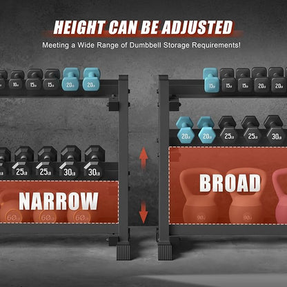 3-Tier Dumbbell Rack, 1200LB Capacity Adjustable Weight Rack - Image 3