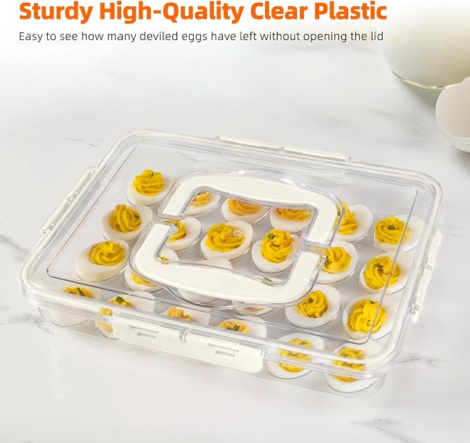 Deviled Egg Containers with Lid and Handle, Durable Clear Plastic Deviled Egg - Image 8