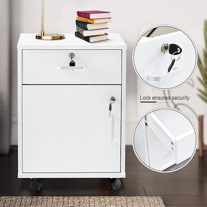 File Cabinet with Lock and Drawer, Mobile Under Desk Storage Cabinet with 360° - Image 4