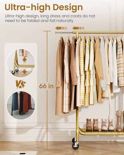 Heavy Duty Clothes Rack, Metal Clothing Rack Load 450 LBS, Rolling Coat Racks - Image 4