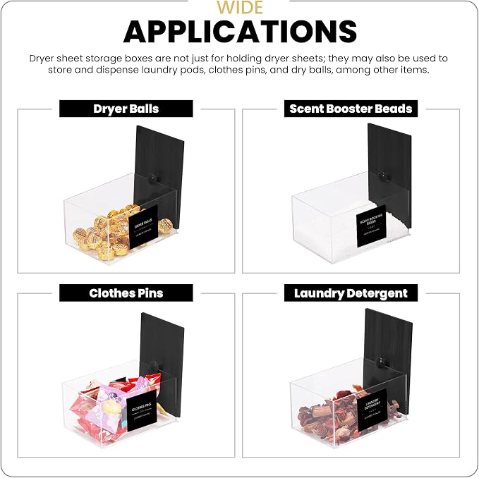 Dryer Sheet Holder with 30 waterproof Labels, Acrylic made tissue box holder - Image 6