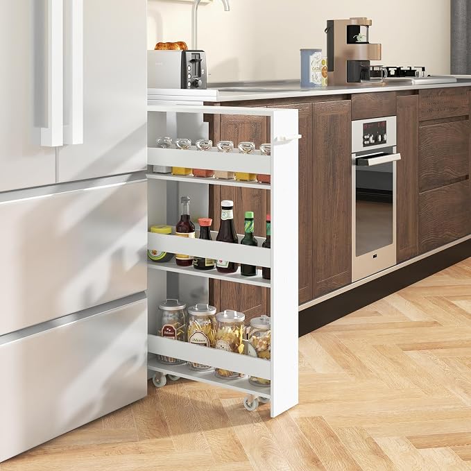 Slim Storage Cart, 4 Tier Narrow Storage Cabinet Between Washer and Dryer - Image 2
