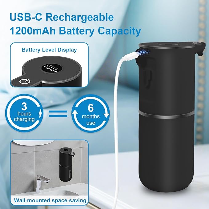 Automatic Foaming Soap Dispenser Touchless, USB Rechargeable Smart Hand Soap - Image 4