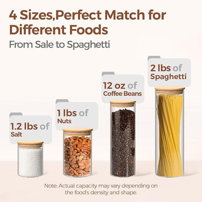 ComSaf Glass Food Storage Jars Set of 6, Canisters Sets - Image 3