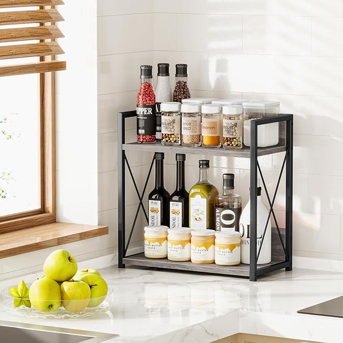 Giikin Coffee Bar Accessories, 2 Tier Spice Rack - Image 5
