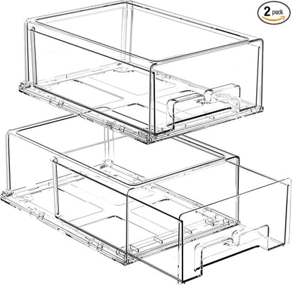 2 Pack Stackable Storage Drawers by BOICHU--Agoodhelperforyou