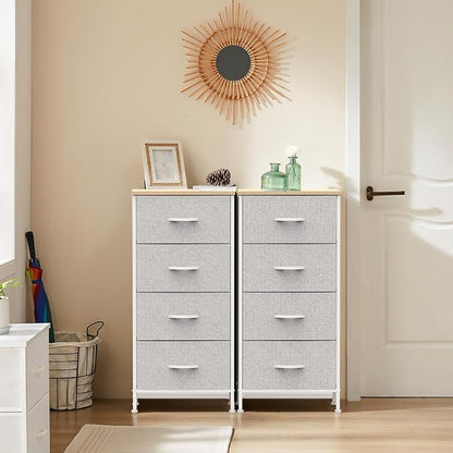 DUMOS Nightstand with 4 Drawers Bedside Table with Removable Fabric Bins Sturdy - Image 8