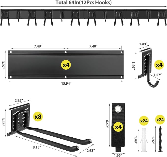 Garage Tool Organizer Wall Mounted, 64 Inches Adjustable Garden Tool Organizer - Image 5