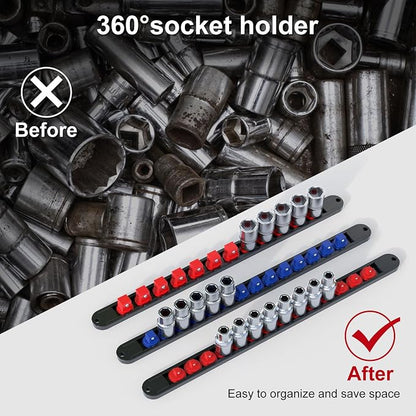FIVEPEARS 6PCS 360° Socket Organizer Twist Lock, 3/8 1/4 1/2 Socket Storage - Image 5