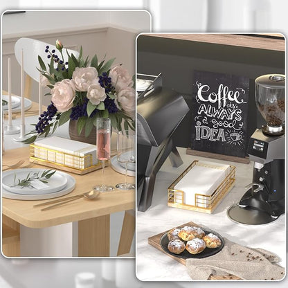 Wican Guest Towel Holder Tray for Bathroom, Oak and Iron Napkins Holder for - Image 3