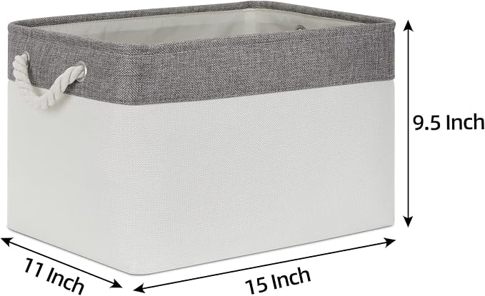 Bidtakay White Baskets with Cotton Rope Handles Decorative Storage Bins Fabric - Image 6