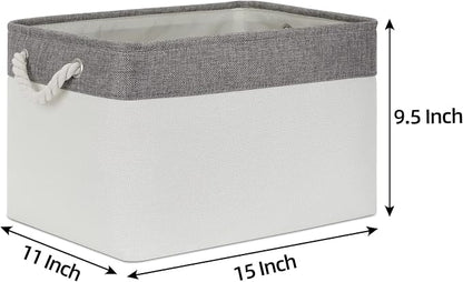 Bidtakay White Baskets with Cotton Rope Handles Decorative Storage Bins Fabric - Image 6