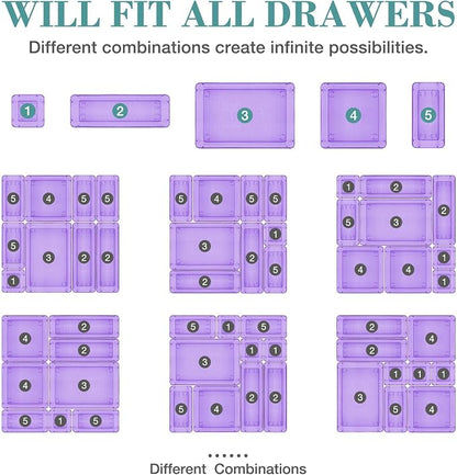 10 PCS Drawer Organizer Set, 4 Varied Size Bathroom and kitchen Drawer cabinet - Image 4