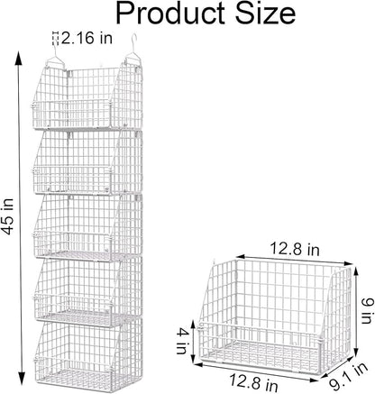 Hanging Closet Organizer and Storage, Clothes Hanging Shelves Wire Baskets - Image 6
