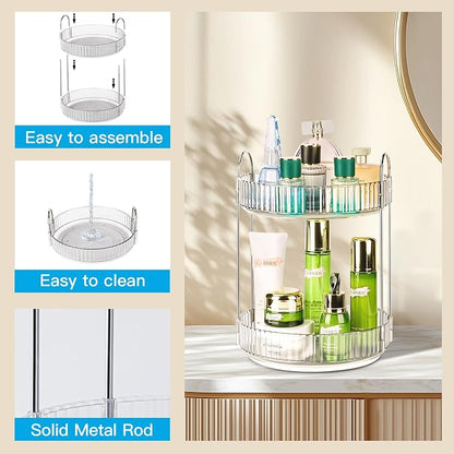 360 Rotating Makeup Organizer, 2 Tier Lazy Susan Bathroom Counter Organizer - Image 4