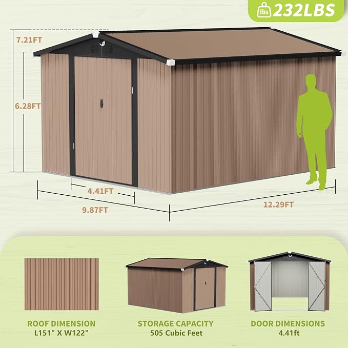 Metal Storage Shed, 10x12 Outdoor Storage Building, Large Backyard Sheds - Image 2