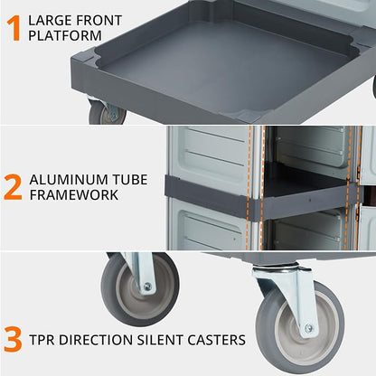 Commercial Janitorial Cart, 3-Shelf Housekeeping Cleaning Cart - Image 4