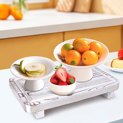 Rustic White Bathroom Counter Tray Kitchen Countertop Trays Decorative Wood - Image 7