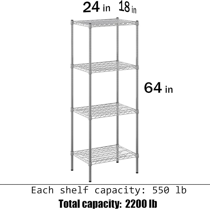 18" Deep x 24" Wide x 64" Height Wire Shelving Kit | 4-Tier | NSF Commercial - Image 3