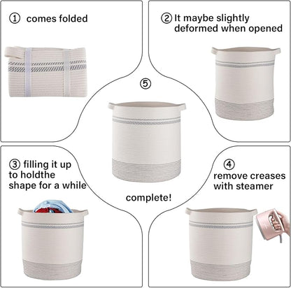 OIAHOMY 80L Laundry Basket, Laundry Hamper, Cotton Rope Storage Basket - Image 6