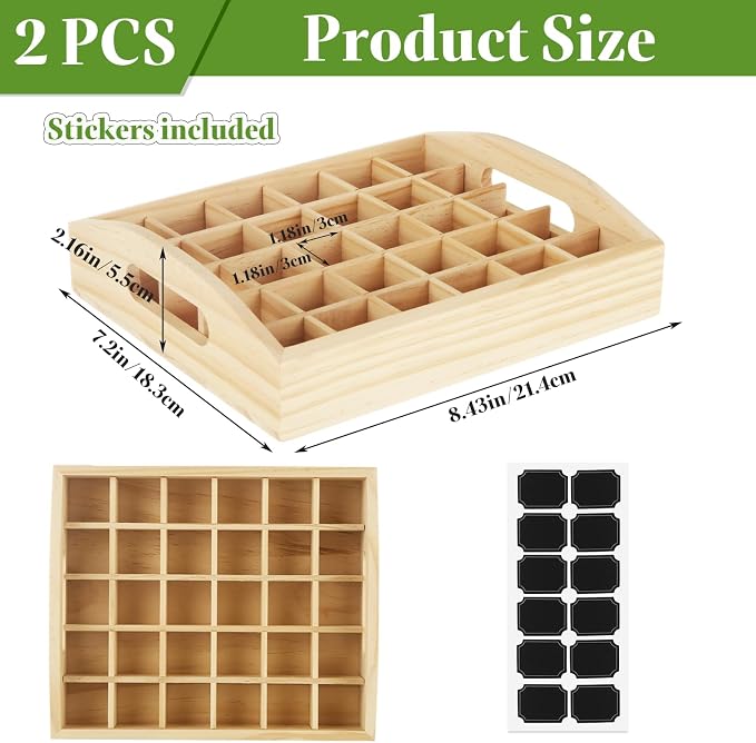 2 PCS Wooden Essential Oil Bottle Storage Box, Essential Oil Holder Detachable - Image 2