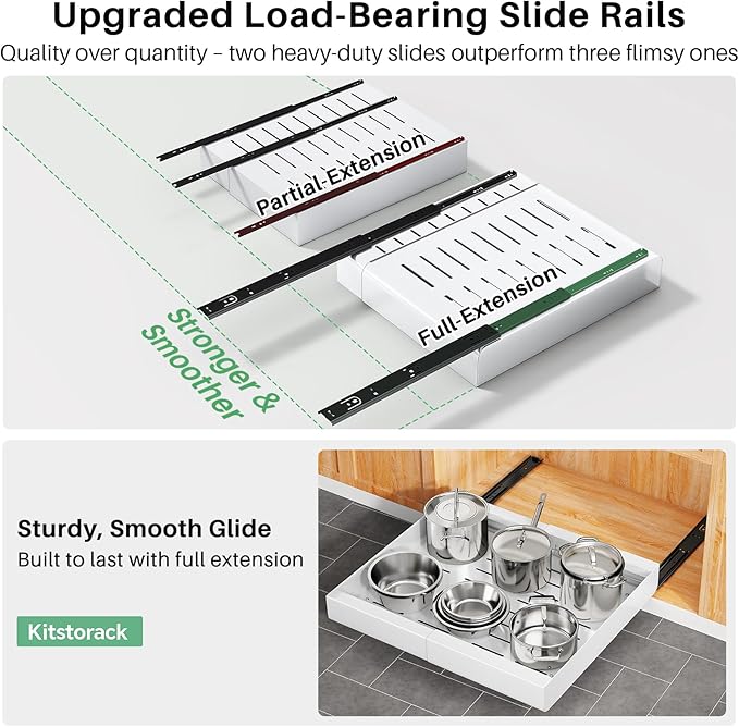 Kitstorack Pull out Cabinet Organizer, Expandable Heavy Duty Slide out Drawers - Image 5