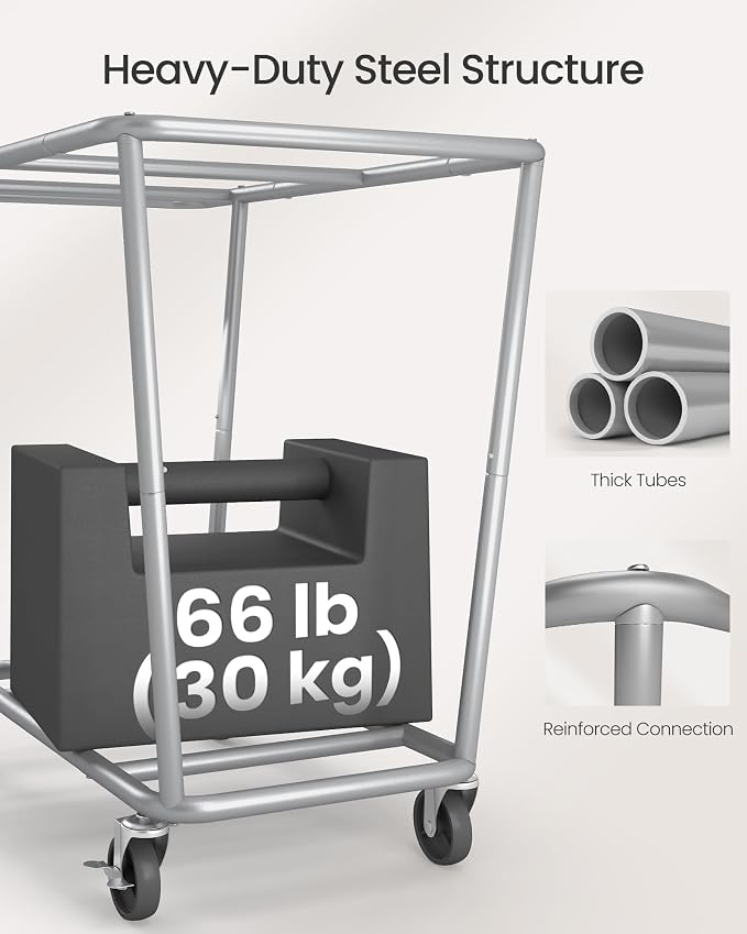 SONGMICS Laundry Basket with Wheels, 2-Section Laundry Sorter, 50.2 Gallons - Image 4