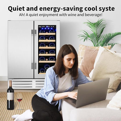 24 Inch Wine and Beverage Refrigerator, Dual Zone Wine Beverage Cooler - Image 5