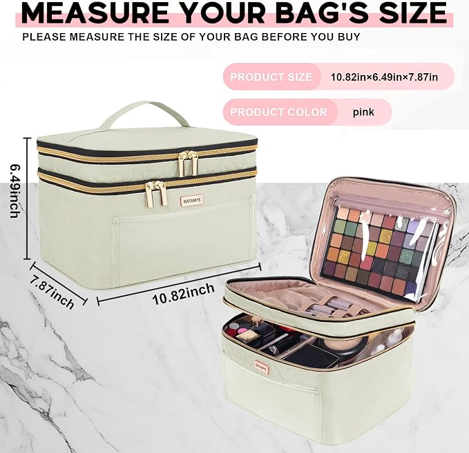 8.8L Double Layer Travel Makeup Bag Women, Large Cosmetic Case, Organizer - Image 3