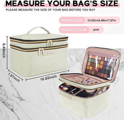 8.8L Double Layer Travel Makeup Bag Women, Large Cosmetic Case, Organizer - Image 3