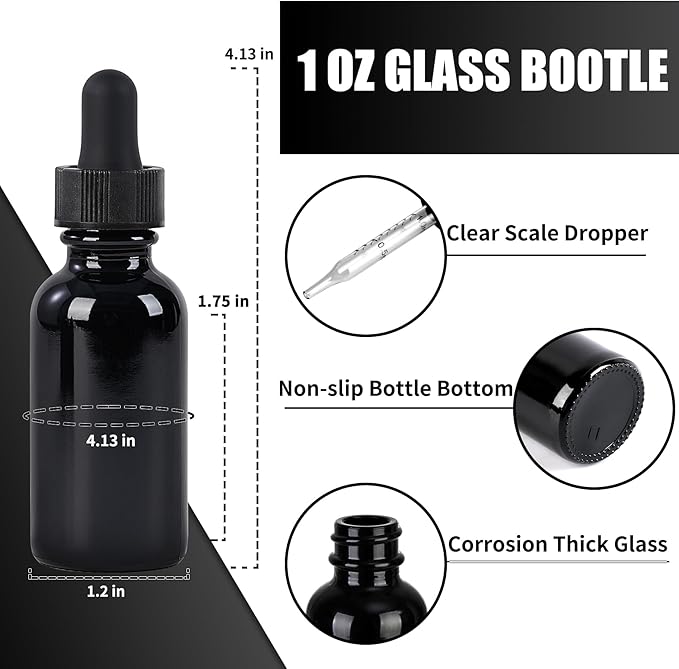 48 Pcs, 1oz Glass Dropper Bottle, Leakproof Tincture Bottles - Image 2
