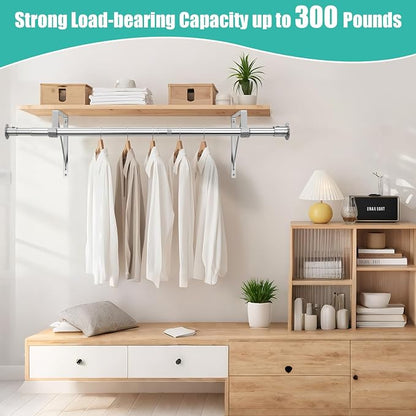 Closet Rod, 16 to 51 Inch Closet Rods Heavy Duty Adjustable Wardrobe Poles - Image 6