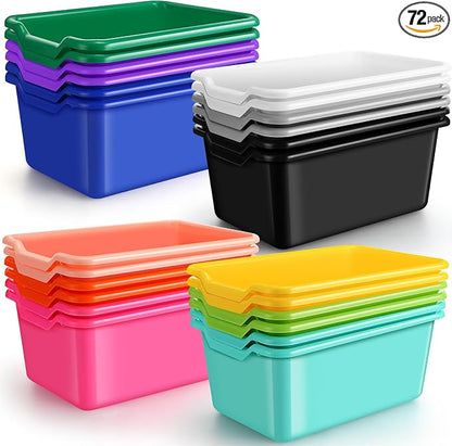 Dandat 72 Pcs Book Bins for Classroom Plastic Cubby Bins Bulk Classroom Storage by Dandat