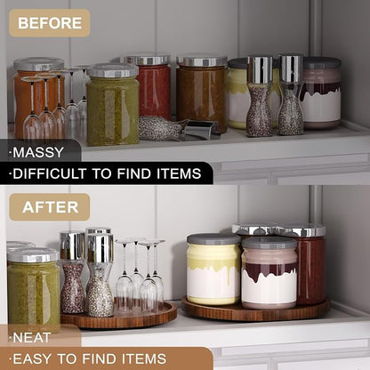 Lazy Susan Organizer for Kitchen, Bamboo Turntable for Cabinet, Small（Brown） - Image 5
