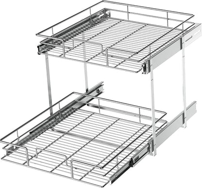 LOVMOR 2 Tier Individual Pull Out Cabinet Organizer 22½" W x 21½" D, Slide Out by LOVMOR