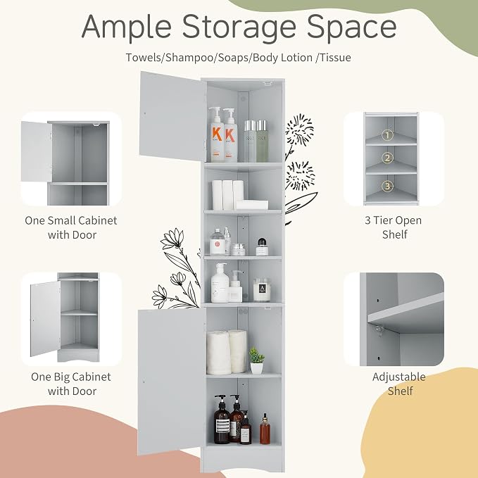 66.9" Tall Corner Bathroom Cabinet - Image 5