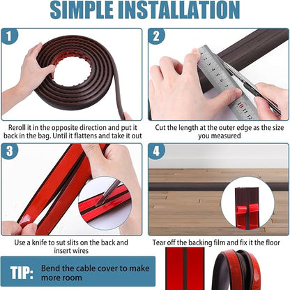 Floor Cord Covers for Wires 20FT Cable Hider Wire Cover Self Adhesive Cord - Image 5