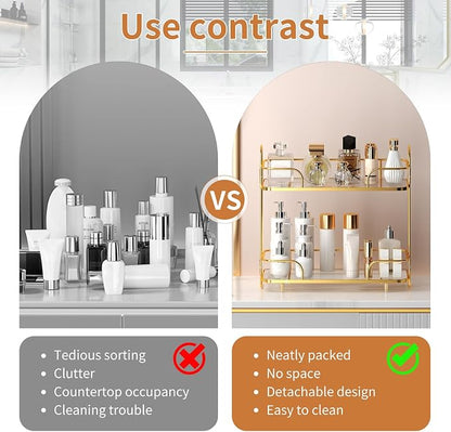 Seoneiro 2 Tier Corner Bathroom Counter Organizer, Cosmetic Skincare Organizer - Image 5