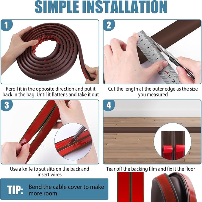 Floor Cord Covers for Wires 10FT Cable Hider Wire Cover Self Adhesive Cord - Image 5