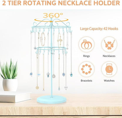 iDavosic.ly 2 Tier Rotating Necklace Holder Organizer - Image 5