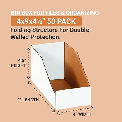 Aviditi BINBIN49 Corrugated Open Top Bin Box, Oyster White - Image 2