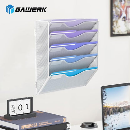 5 Tier Hanging Wall File Organizer, Mesh Mail Paper Orgnization Hanging File - Image 6