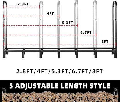 4FT Firewood Rack Outdoor with Cover, Heavy Duty Adjustable Firewood log - Image 3