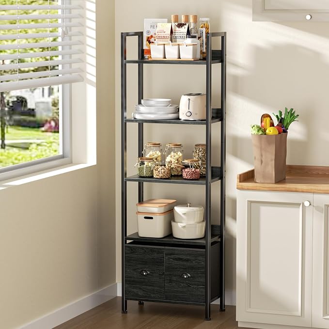 Furologee 5-Tier Bookshelf, Tall Bookcase - Image 8